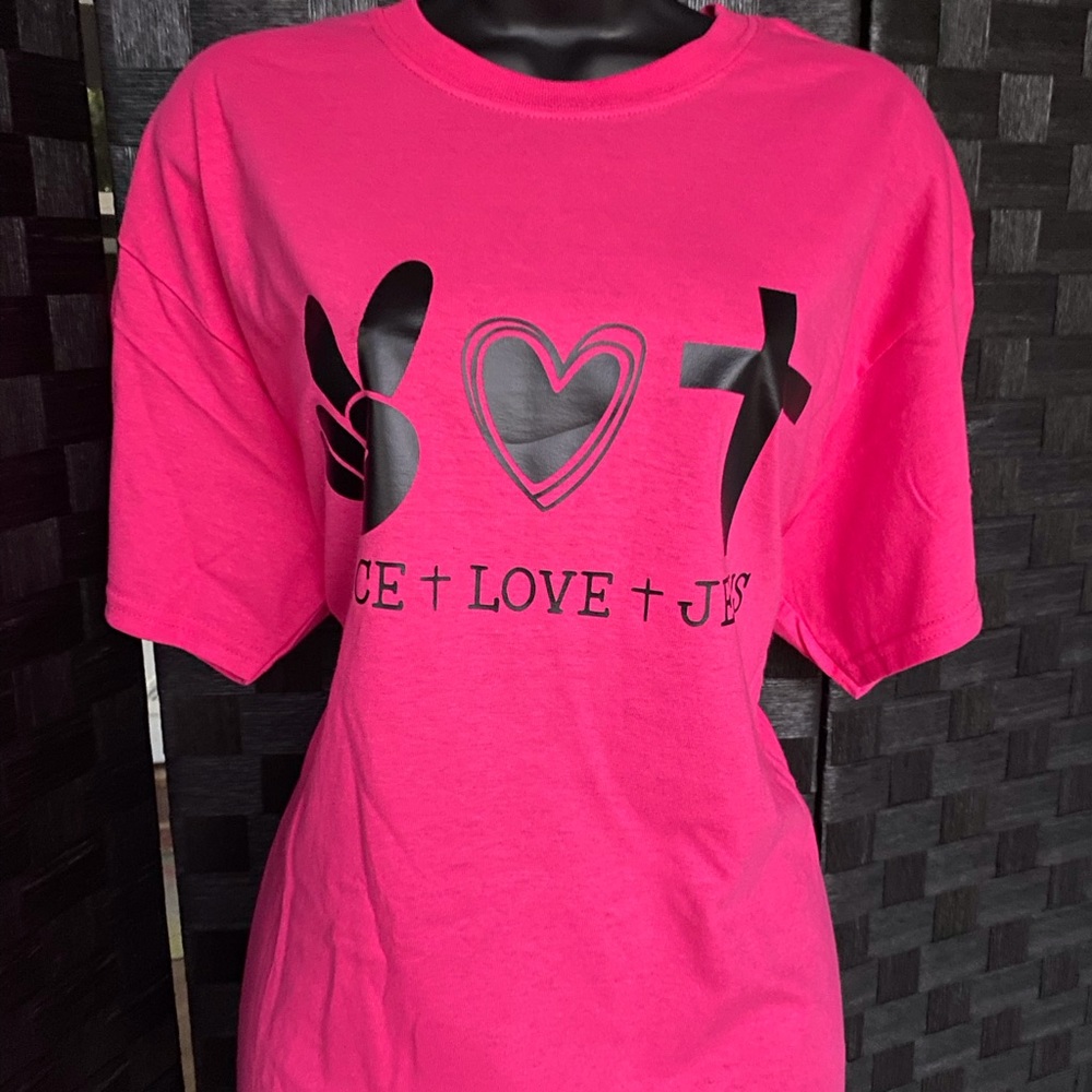 Dani Peace+Love+Jesus Magenta Short Sleeve Tee